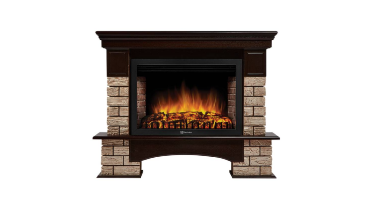 Портал Firelight Forte Wood 30 камень коричневый, шпон темный дуб